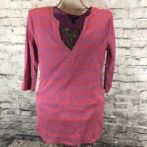 J. Crew XS Purple Red V Neck Long Sleeve Tunic Top